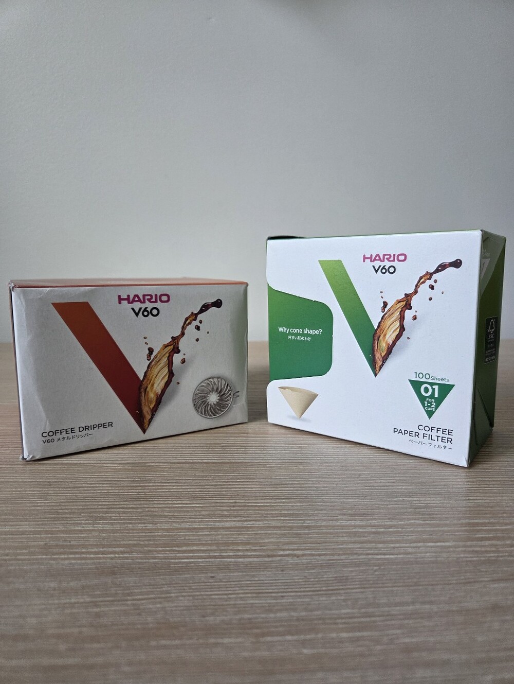 Hario V60 Metal Coffee Dripper 01 Pour Over Coffee Set with 100 Filters